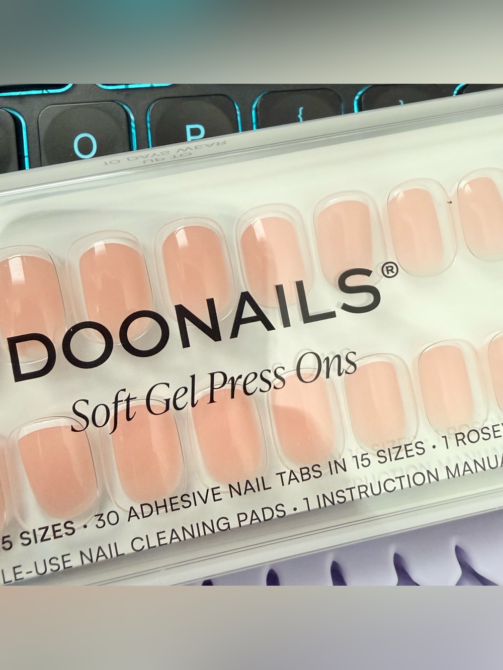 New DooNails Soft Gel Press On Nails - Classic French Extra Short Square